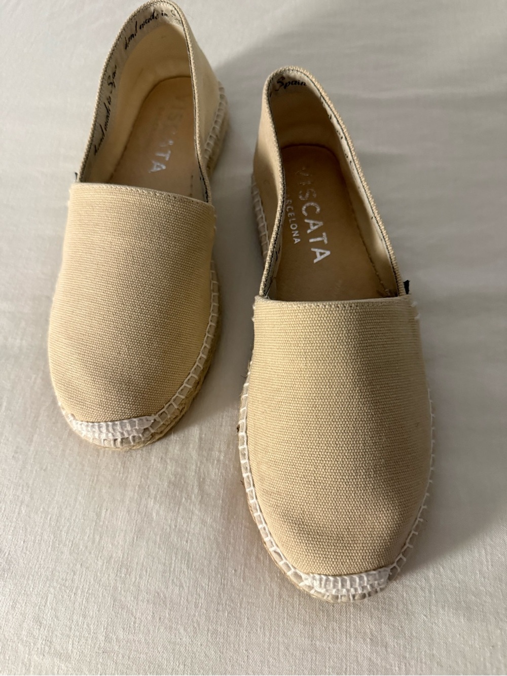 Canvas Espadrille Slip-Ons in Beige